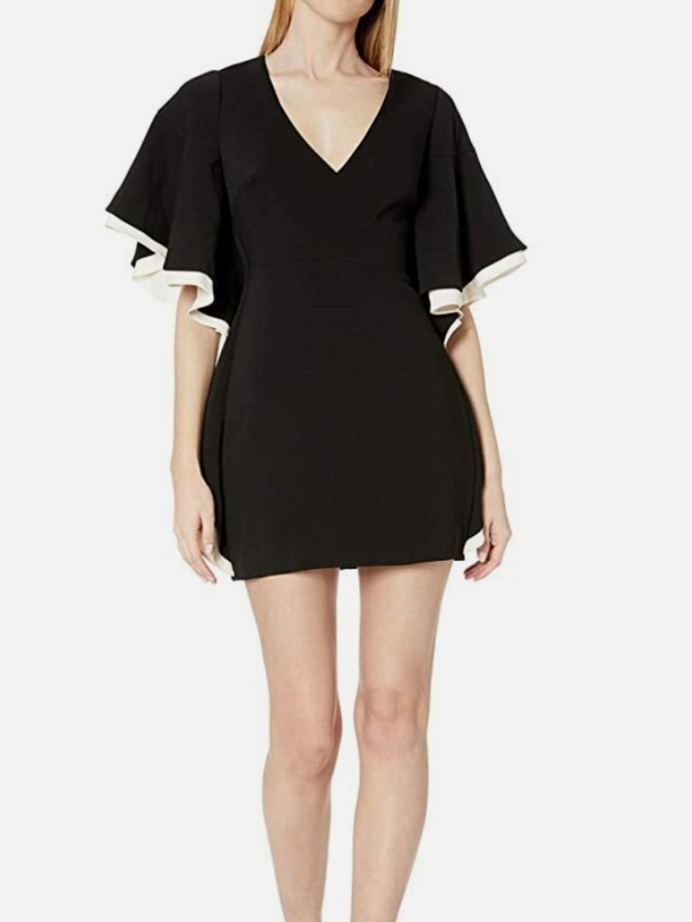 NWT !!! Halston Heritage Black Mini Dress with Cream Trim